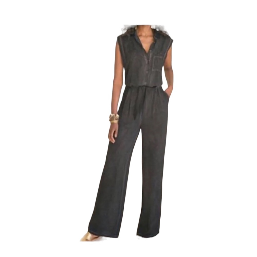 SOFT SURROUNDINGS Camilia Tie Front Wide Leg Jumpsuit